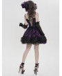 Devil Fashion Black and Purple Gothic Beaded Floral Lace Short Party Dress