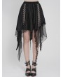 Devil Fashion Black Gothic Punk Chained Slit Irregular Ruffle Skirt