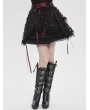 Devil Fashion Black Gothic Red Ribbon Lace-Up Sequin Beaded Short Skirt