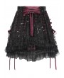 Devil Fashion Black Gothic Red Ribbon Lace-Up Sequin Beaded Short Skirt