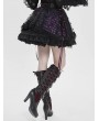 Devil Fashion Black Gothic Purple Ribbon Lace-Up Sequin Beaded Short Skirt