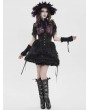 Devil Fashion Black Gothic Purple Ribbon Lace-Up Sequin Beaded Short Skirt