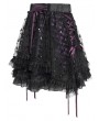 Devil Fashion Black Gothic Purple Ribbon Lace-Up Sequin Beaded Short Skirt