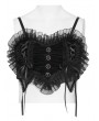 Devil Fashion Black Gothic Velvet Heart Shape Cami Crop Top for Women
