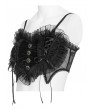 Devil Fashion Black Gothic Velvet Heart Shape Cami Crop Top for Women