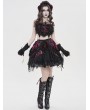 Devil Fashion Black and Red Gothic Velvet Heart Shape Cami Crop Top for Women