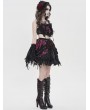 Devil Fashion Black and Red Gothic Velvet Heart Shape Cami Crop Top for Women