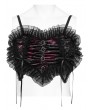 Devil Fashion Black and Red Gothic Velvet Heart Shape Cami Crop Top for Women