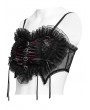 Devil Fashion Black and Red Gothic Velvet Heart Shape Cami Crop Top for Women
