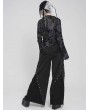 Devil Fashion Black Gothic Cut Out Ruched Long Sleeve T-Shirt for Women