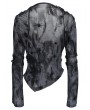 Devil Fashion Black Gothic Cut Out Ruched Long Sleeve T-Shirt for Women