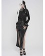 Devil Fashion Black Gothic Zip Stand-Up Collar Patterned T-Shirt for Women