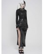Devil Fashion Black Gothic Zip Stand-Up Collar Patterned T-Shirt for Women