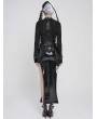 Devil Fashion Black Gothic Zip Stand-Up Collar Patterned T-Shirt for Women