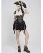 Devil Fashion Brown Gothic Steampunk Ruffle Underbust Waistcoat for Women