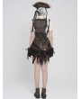 Devil Fashion Brown Gothic Steampunk Ruffle Underbust Waistcoat for Women