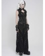 Devil Fashion Black Gothic Punk Buckle Studded Zip-Up Vest Top for Women
