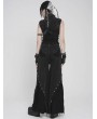 Devil Fashion Black Gothic Punk Buckle Studded Zip-Up Vest Top for Women