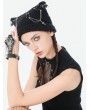 Dark in love Black Gothic Punk Metal Cross Chain Knit Hat