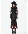 Dark in love Black Gothic Lace Mesh Patchwork Sleeveless Cape for Women