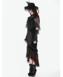 Dark in love Black Gothic Lace Mesh Patchwork Sleeveless Cape for Women