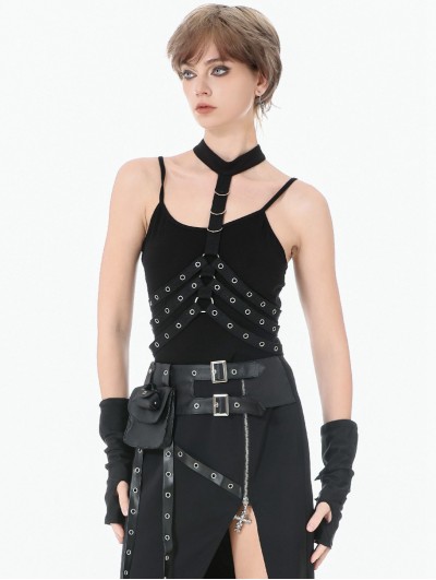 Dark in love Black Gothic Punk Rib Cage Grommet Waist Cincher Harness