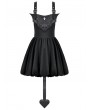 Dark in love Black Gothic Bat Wing Buckle Strap Short Dress with Tail
