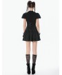 Dark in love Black Dark Gothic Lolita Bow Lace Trim Short Dress
