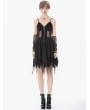 Dark in love Black Gothic Punk Sleeveless Studded V-Neck Dress