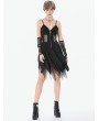 Dark in love Black Gothic Punk Sleeveless Studded V-Neck Dress