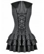 Dark in love Black and Grey Gothic Striped Ruffle Tiered Short Dress