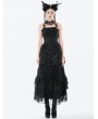 Dark in love Black Gothic Dark Doll Embroidered Peplum Dress