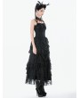 Dark in love Black Gothic Dark Doll Embroidered Peplum Dress