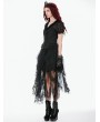 Dark in love Black Gothic Sheer Ruffle Puff Sleeve Blouse for Women