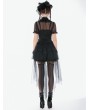 Dark in love Black Gothic Mesh Sheer Lace Ruffle Blouse for Women