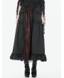 Dark in love Black and Red Gothic Floral Lace Retro Maxi Skirt