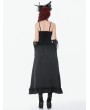 Dark in love Black and Red Gothic Floral Lace Retro Maxi Skirt