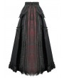 Dark in love Black and Red Gothic Floral Lace Retro Maxi Skirt