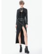 Dark in love Black Gothic Punk Utility Asymmetric Zip Slit Long Skirt