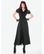 Dark in love Black Elegant Gothic Floral Mesh Spliced Long Skirt