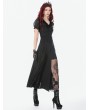 Dark in love Black Elegant Gothic Floral Mesh Spliced Long Skirt