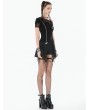 Dark in love Black Gothic Punk Mesh Spliced Pleated Shorts with Garters