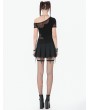 Dark in love Black Gothic Punk Mesh Spliced Pleated Shorts with Garters