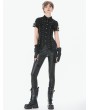 Dark in love Black Gothic Punk Asymmetric Studded Pants for Women