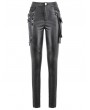 Dark in love Black Gothic Punk Asymmetric Studded Pants for Women