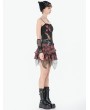 Dark in love Black and Red Punk Plaid Gothic Cross Strap Top for Women