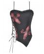 Dark in love Black and Red Punk Plaid Gothic Cross Strap Top for Women
