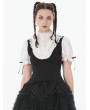 Dark in love Black and White Gothic Lace Ruffled Blouse for Women