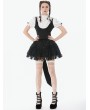 Dark in love Black and White Gothic Lace Ruffled Blouse for Women