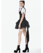 Dark in love Black and White Gothic Lace Ruffled Blouse for Women